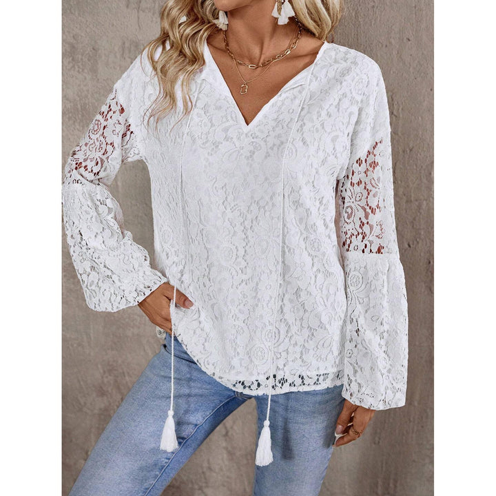 Women Floral Self Design V-Neck Top