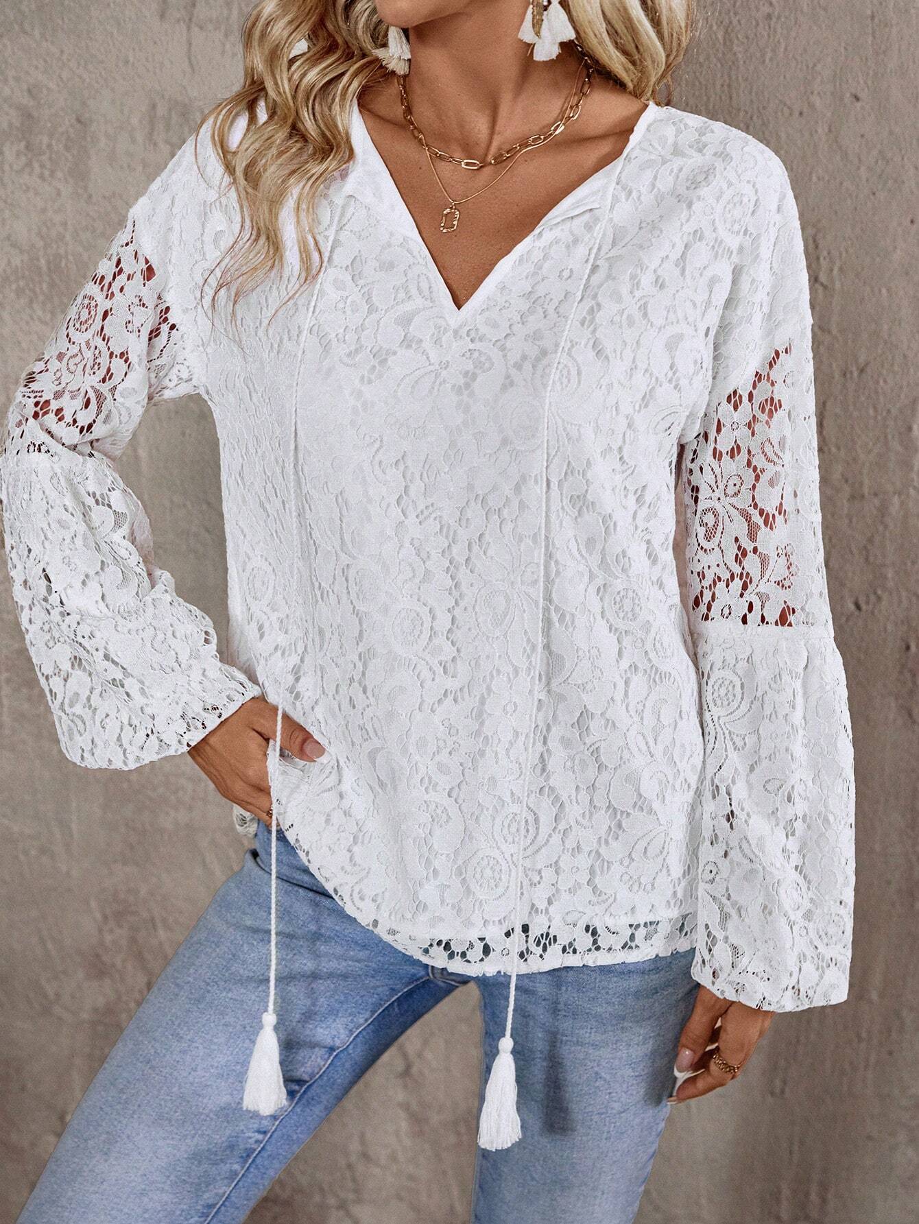 Women Floral Self Design V-Neck Top