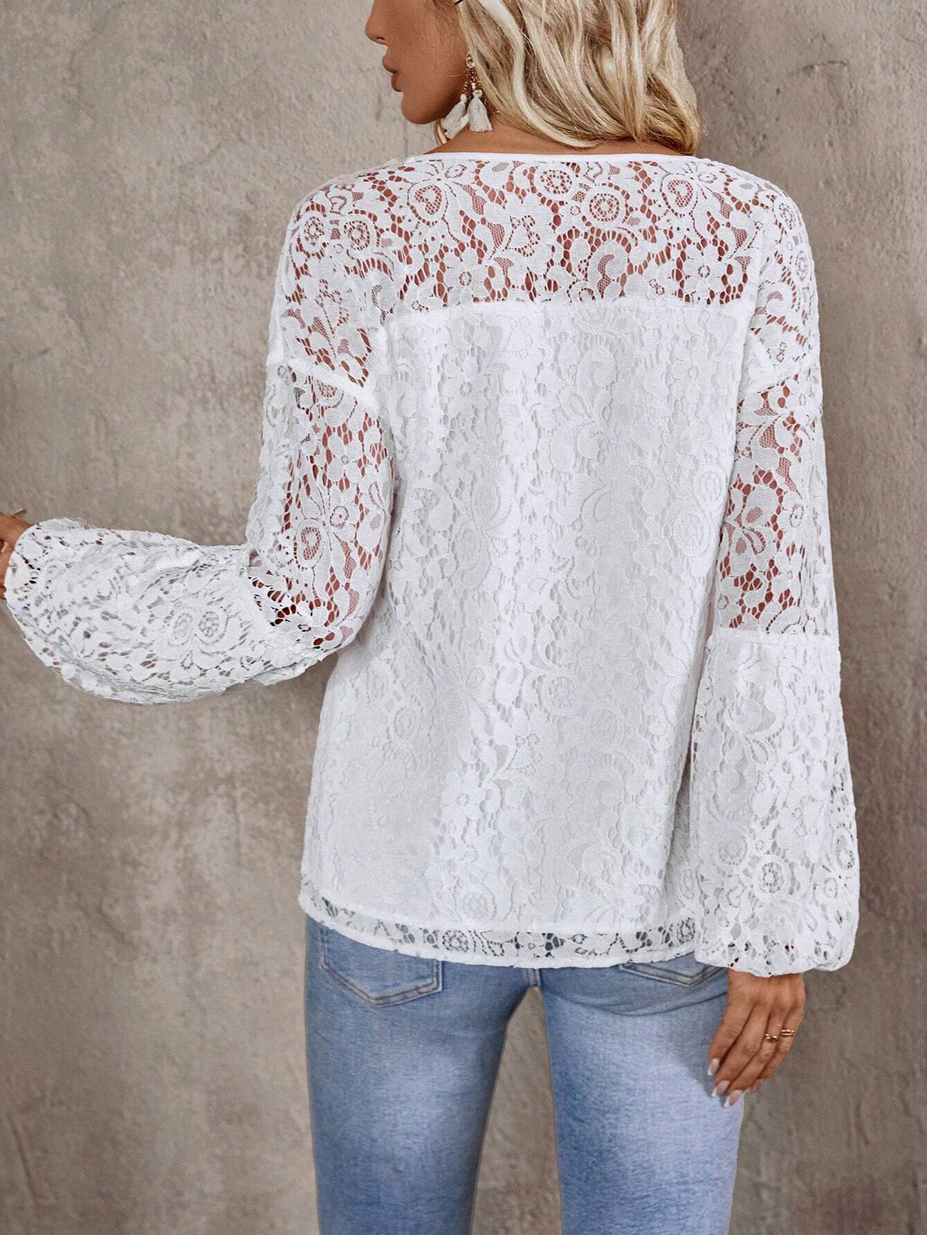 Women Floral Self Design V-Neck Top