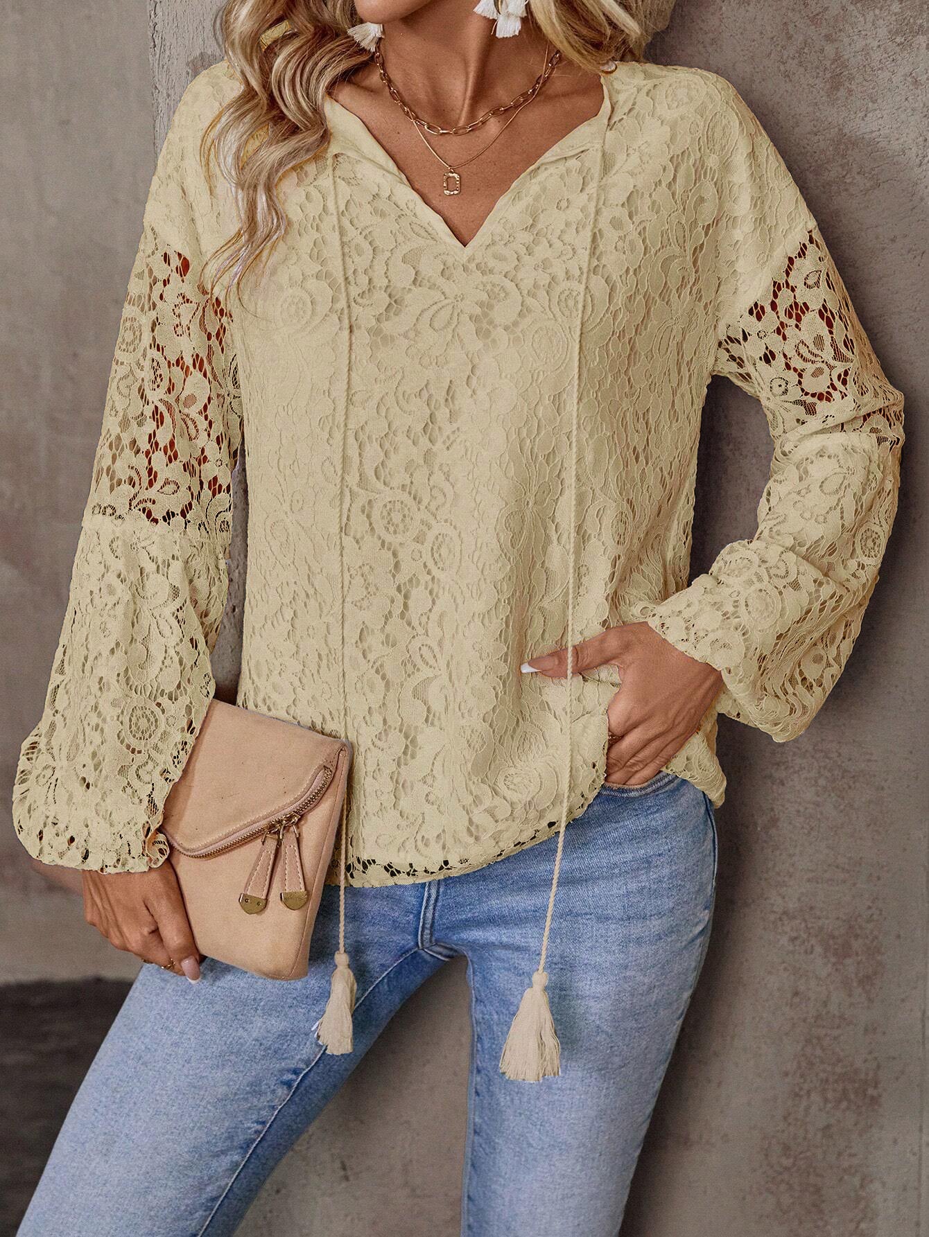 Women Floral Self Design V-Neck Top