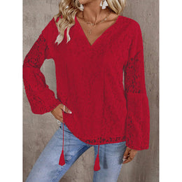 Women Floral Self Design V-Neck Top