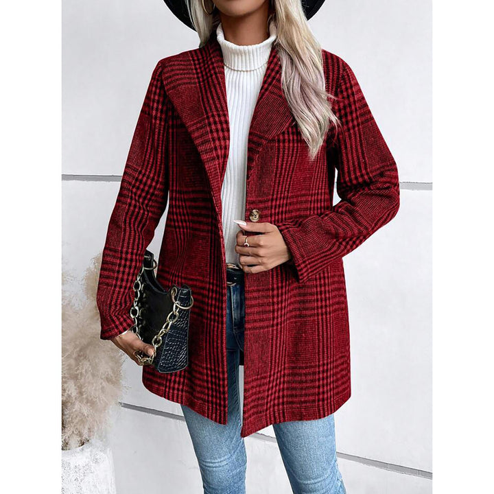 Women Checked Lightweight Longline Open Front Jacket
