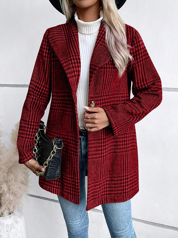 Women Checked Lightweight Longline Open Front Jacket