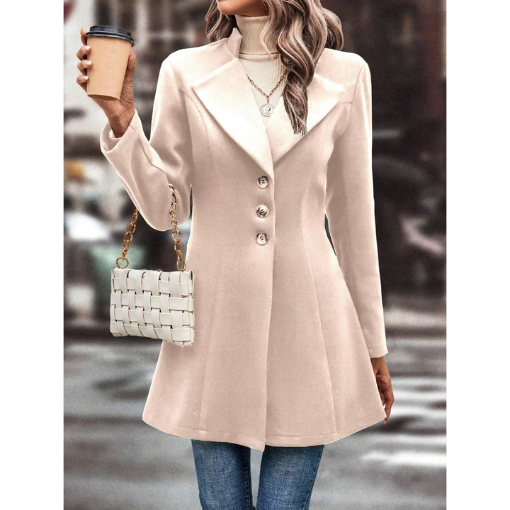Solid Single-Breasted Notched Lapel Overcoat