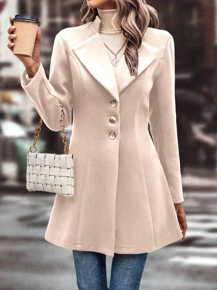 Solid Single-Breasted Notched Lapel Overcoat