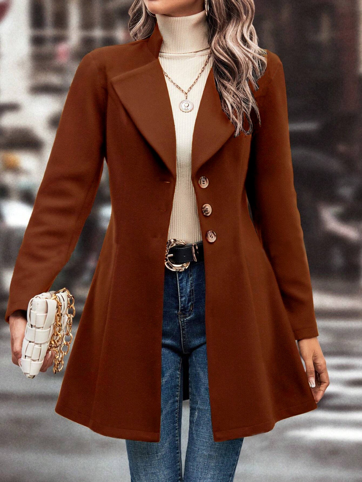 Solid Longline Single-Breasted Overcoat
