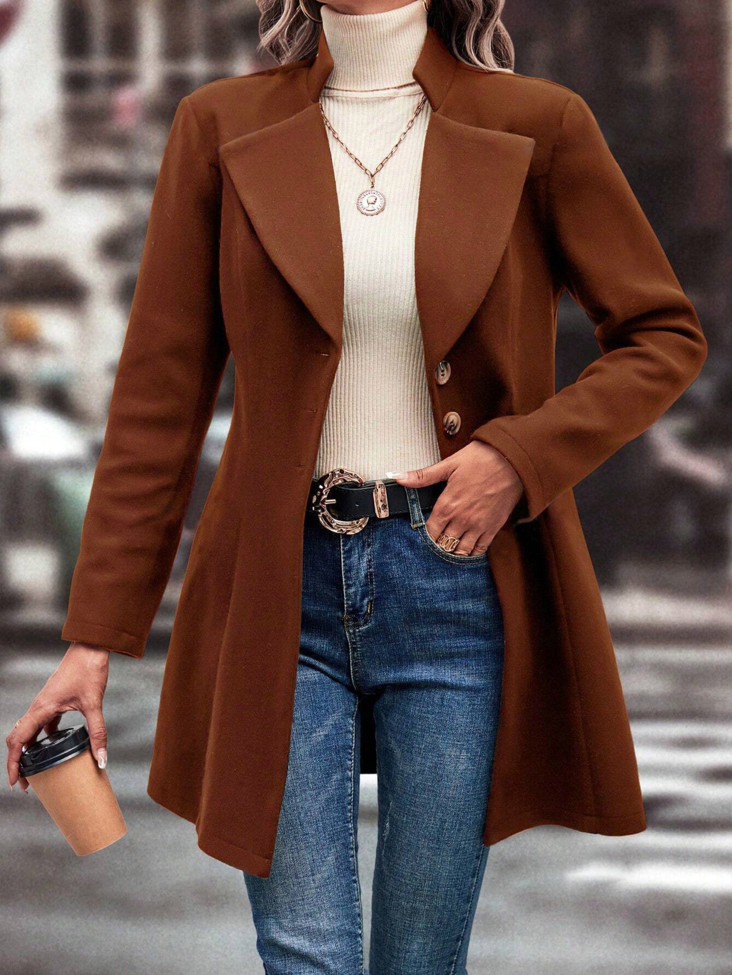 Solid Longline Single-Breasted Overcoat
