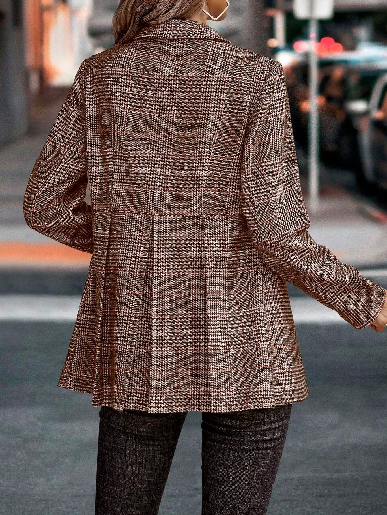 Checked Single-Breasted Overcoat