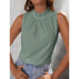 Green High Neck Sleeveless Top