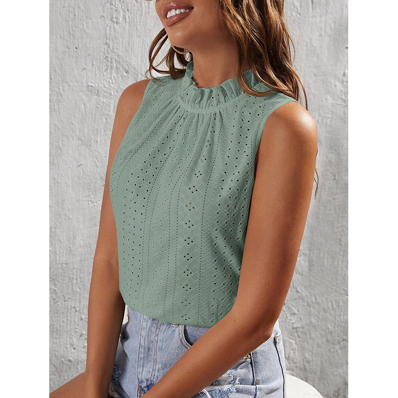 Green High Neck Sleeveless Top