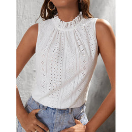 White High Neck Sleeveless Top