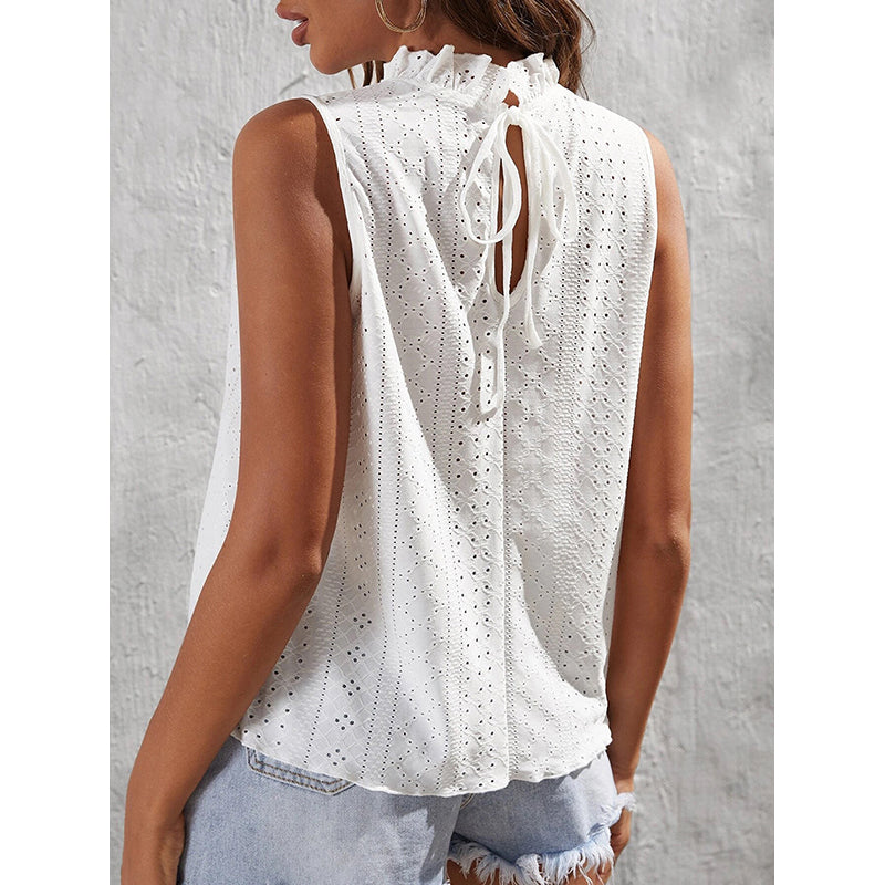 White High Neck Sleeveless Top