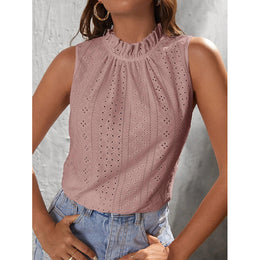 Pink High Neck Sleeveless Top
