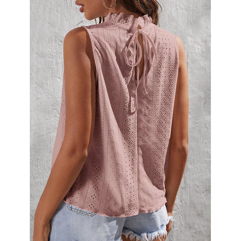 Pink High Neck Sleeveless Top