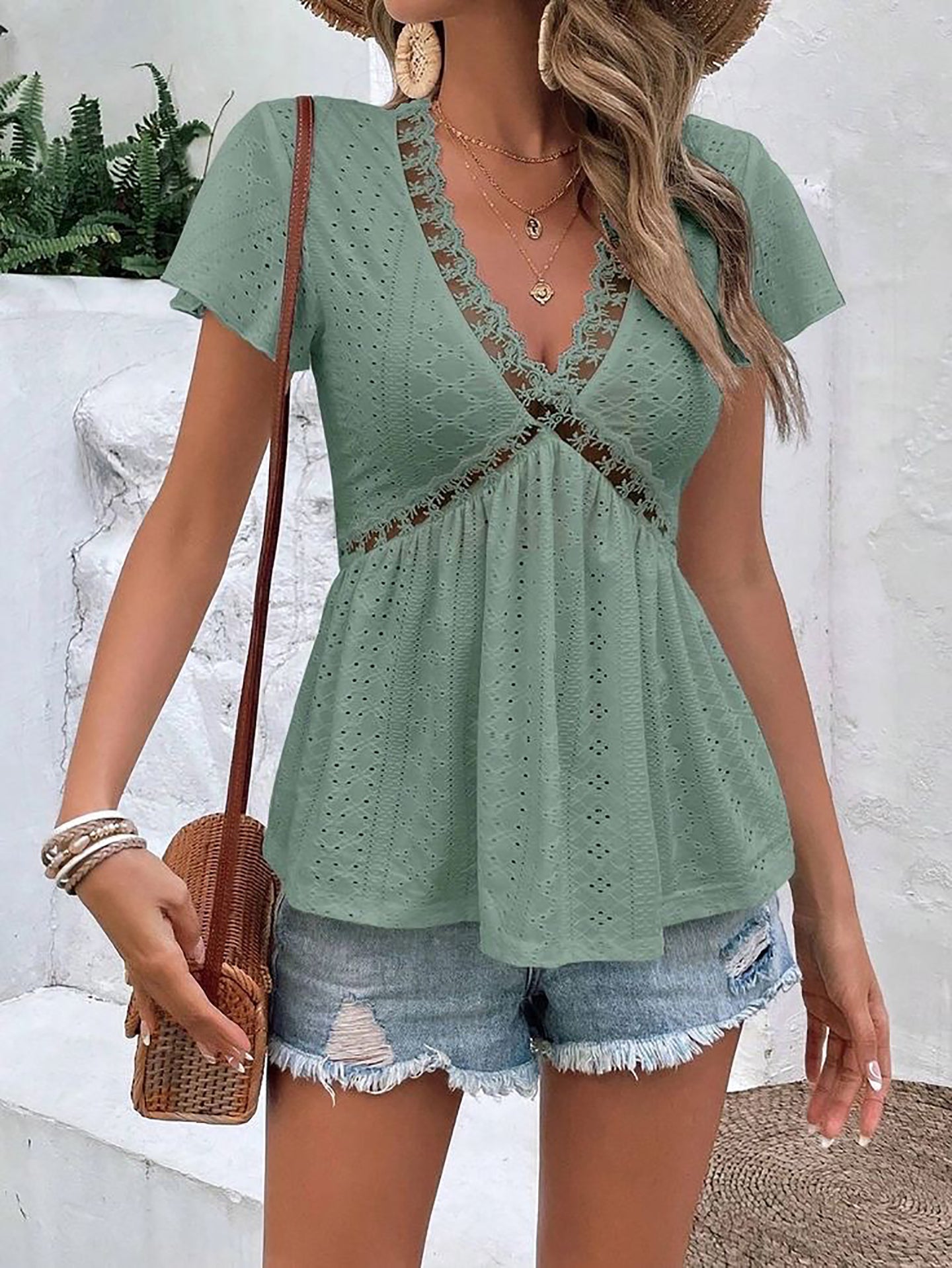 Women Net Peplum Top