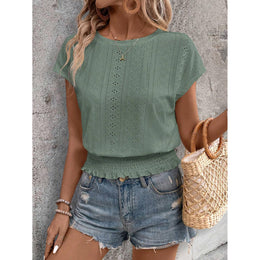 Women Self Design Schiffli Extended Sleeve Top