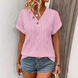 Casual V-Neck Geometric Top