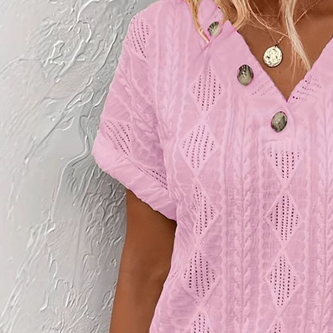 Casual V-Neck Geometric Top