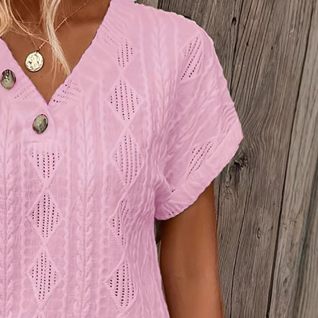 Casual V-Neck Geometric Top