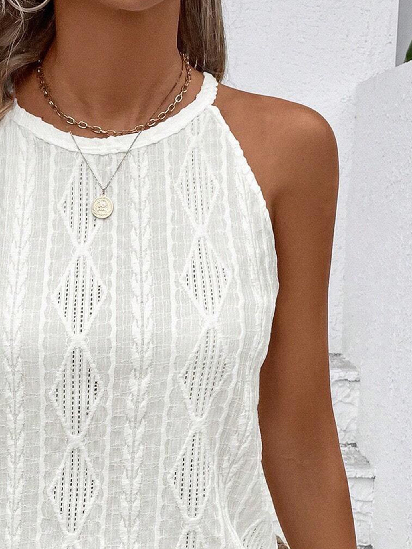 Halter Neck Geometric Chiffon Top