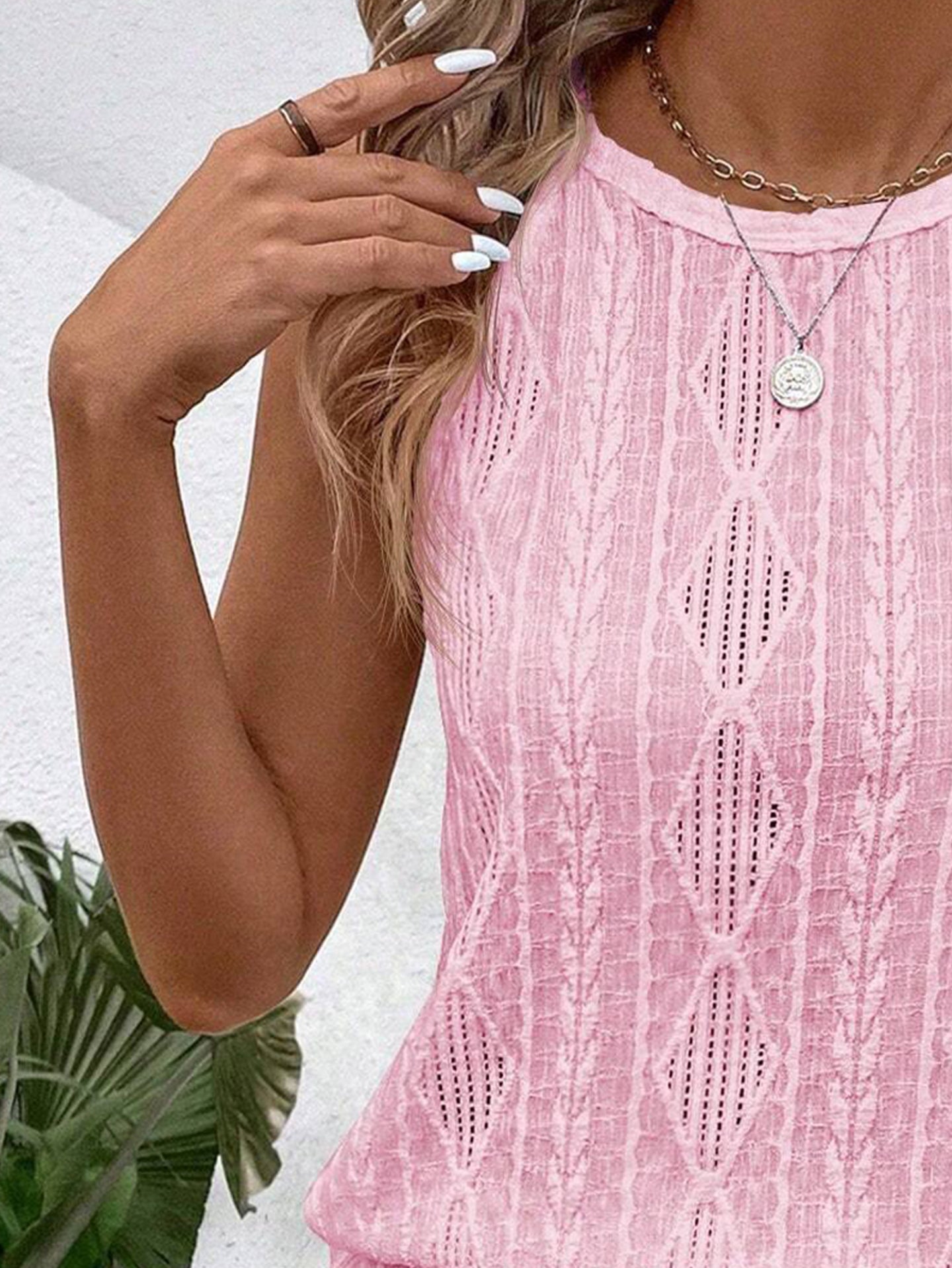 Women Pink Geometric Chiffon Top