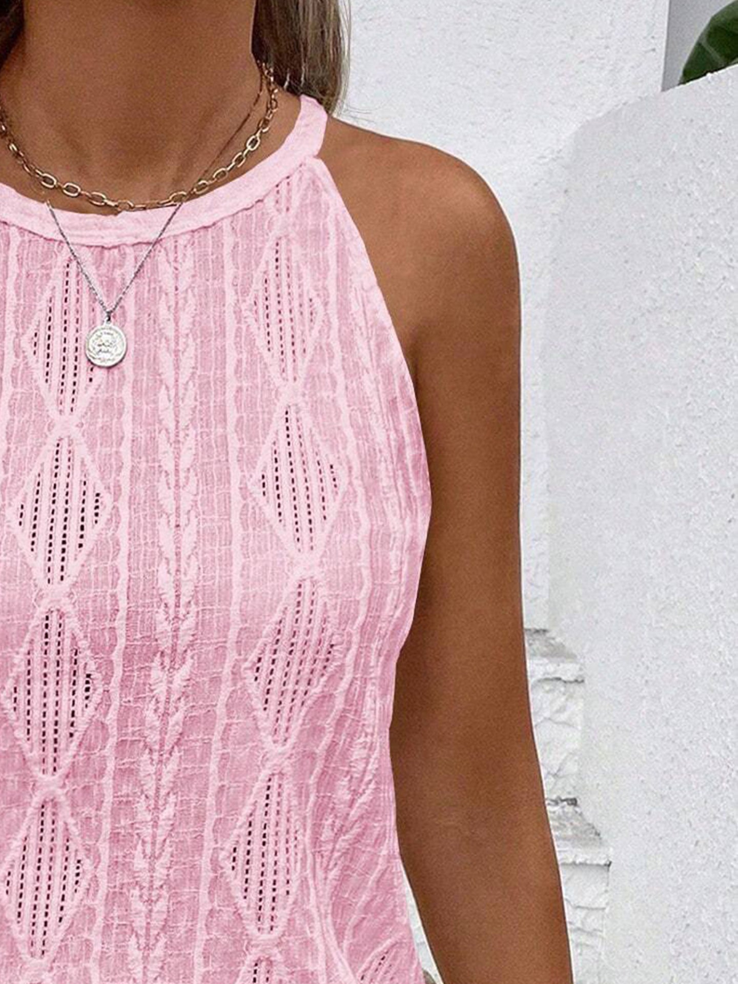 Women Pink Geometric Chiffon Top