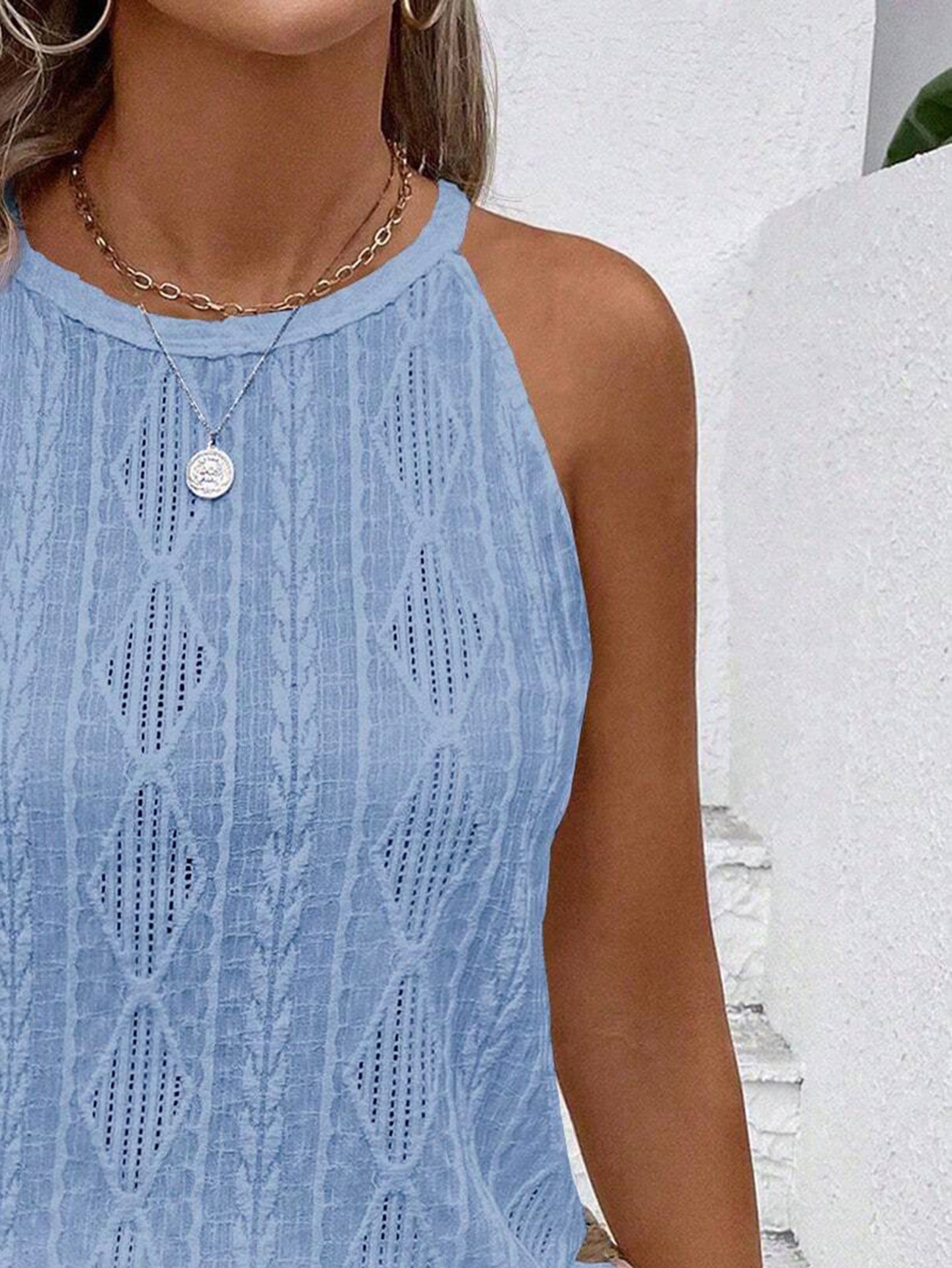 Women Geometric Printed Crochet A-LineTop
