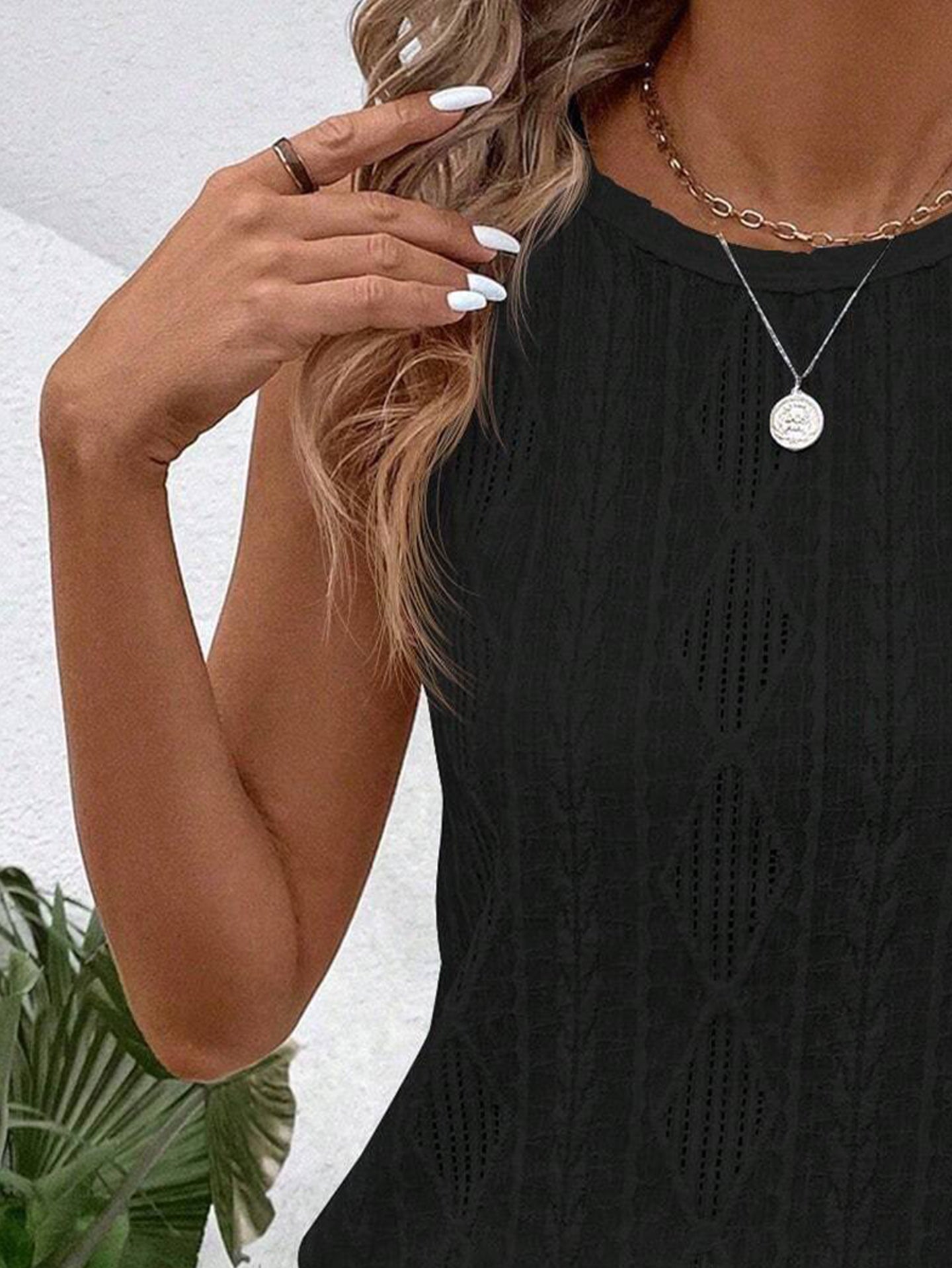 Women Black Geometric Sleeveless Top
