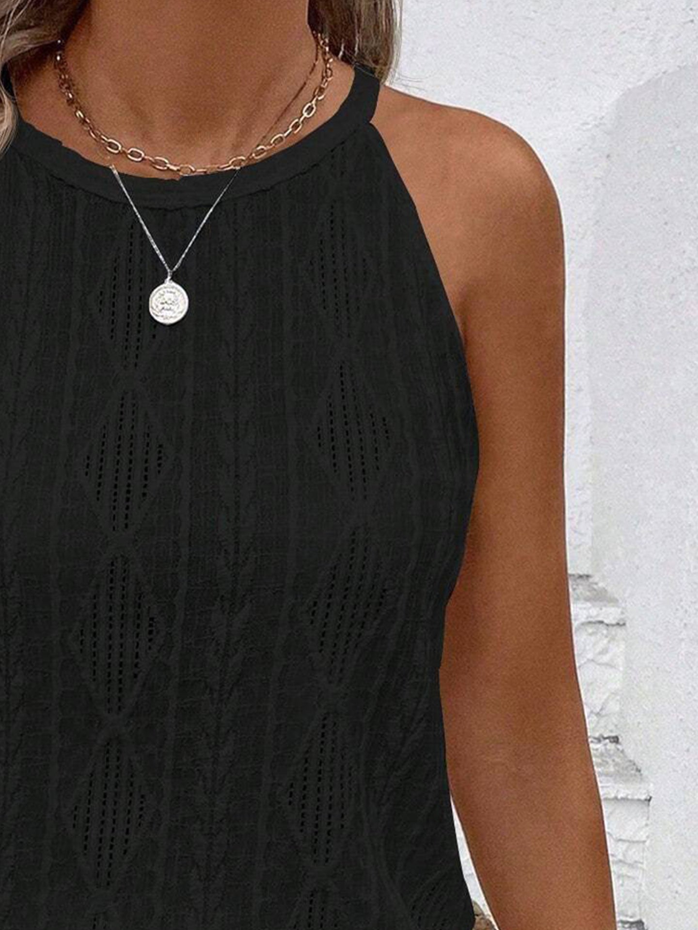 Women Black Geometric Sleeveless Top
