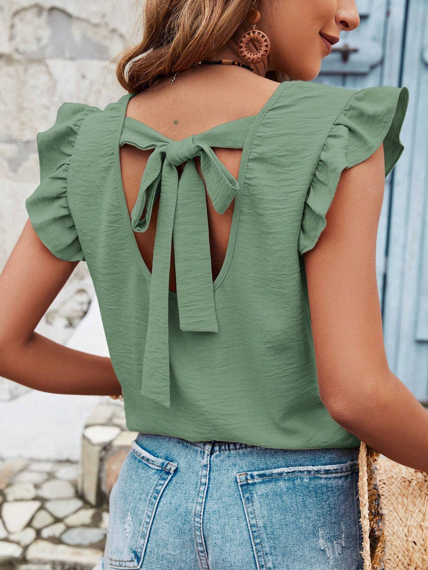 Women Flutter Sleeves Top