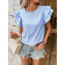 Striped Flutter Sleeve Top