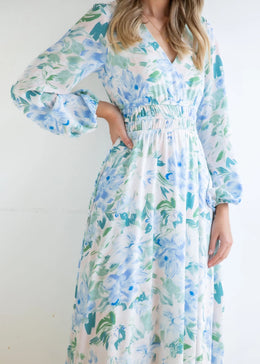 EWomen Blue & White Floral Maxi Dress