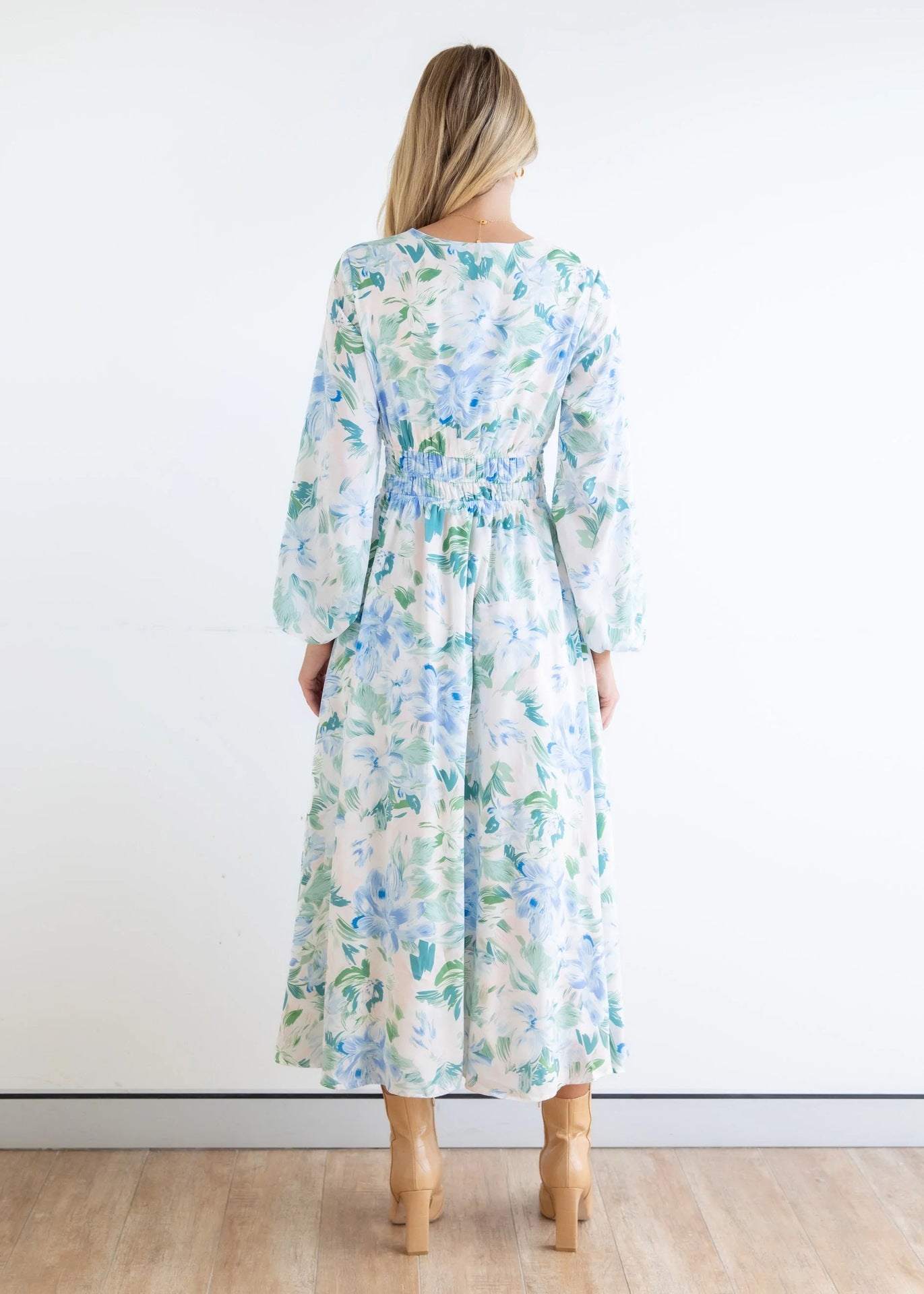 EWomen Blue & White Floral Maxi Dress