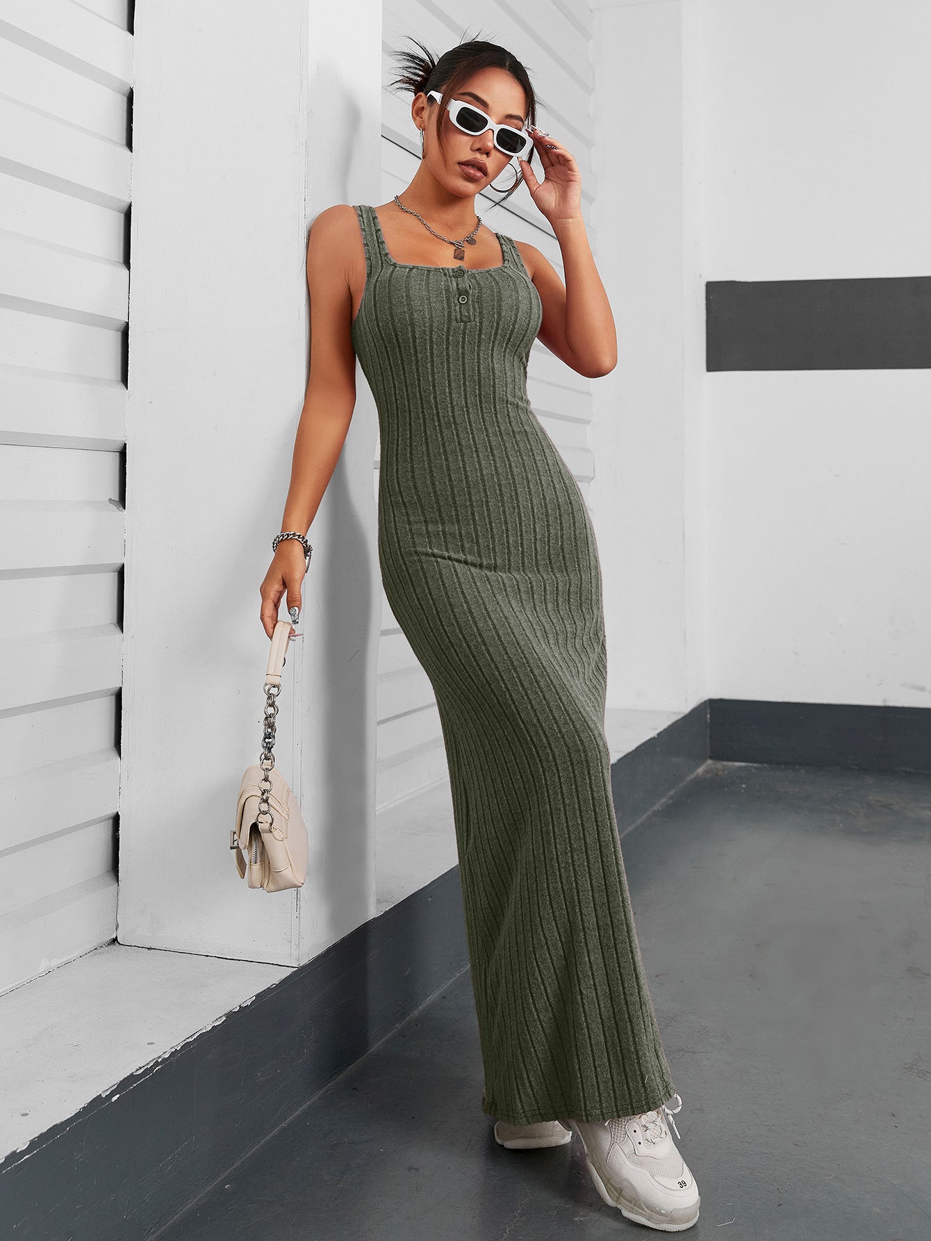 Choker Neck Bodycon Maxi Dress
