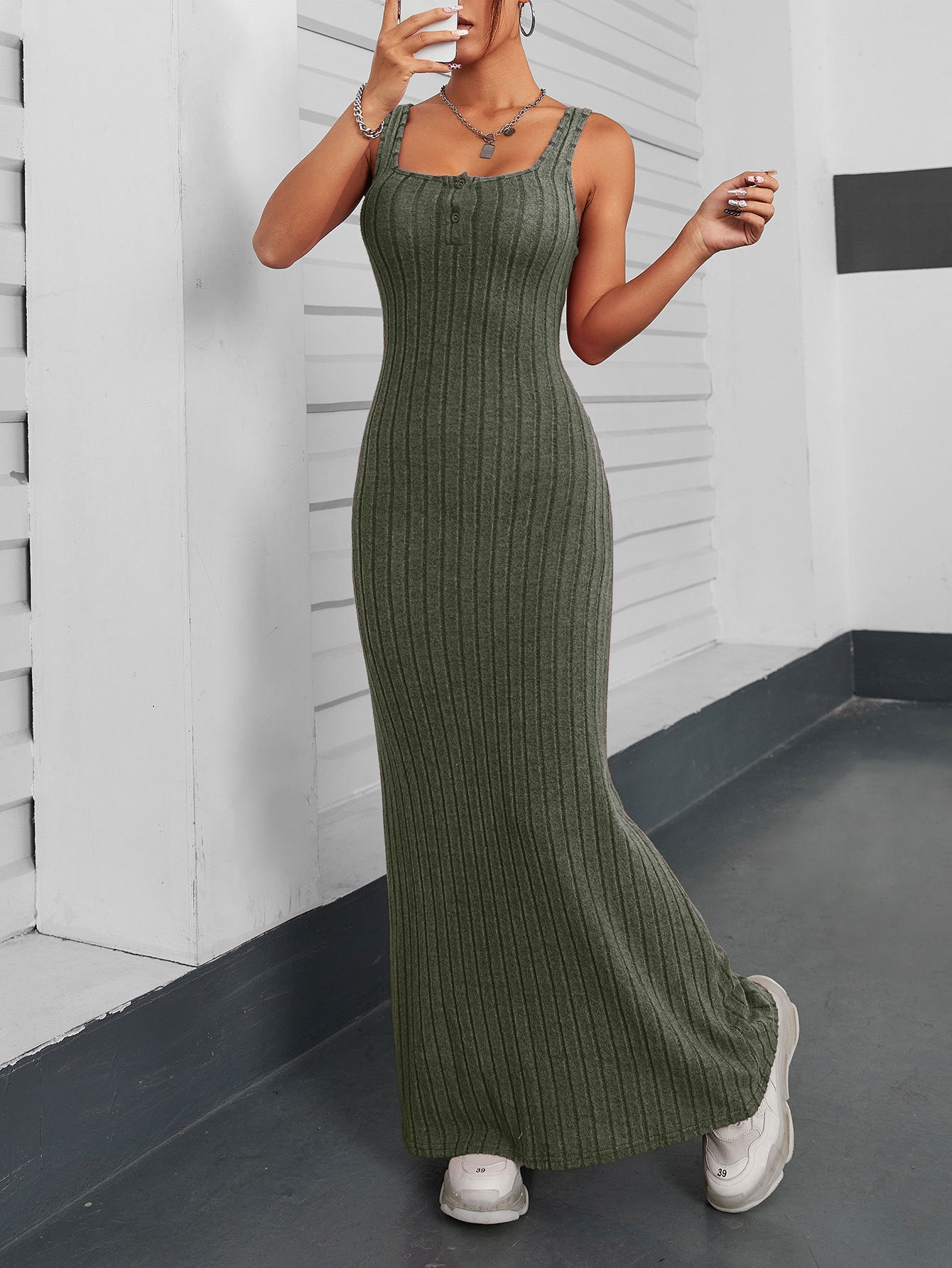 Choker Neck Bodycon Maxi Dress