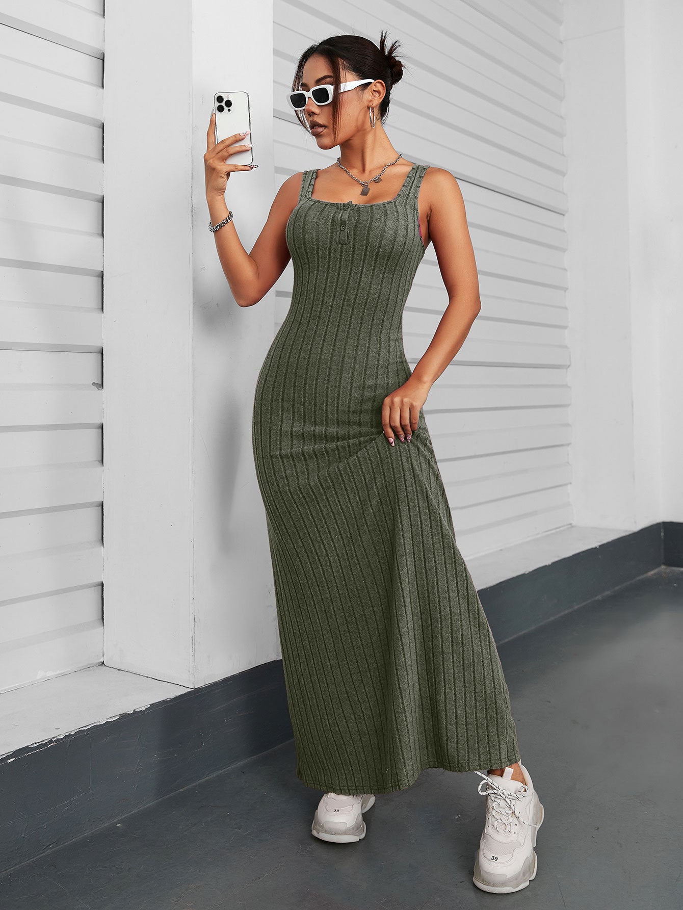 Choker Neck Bodycon Maxi Dress