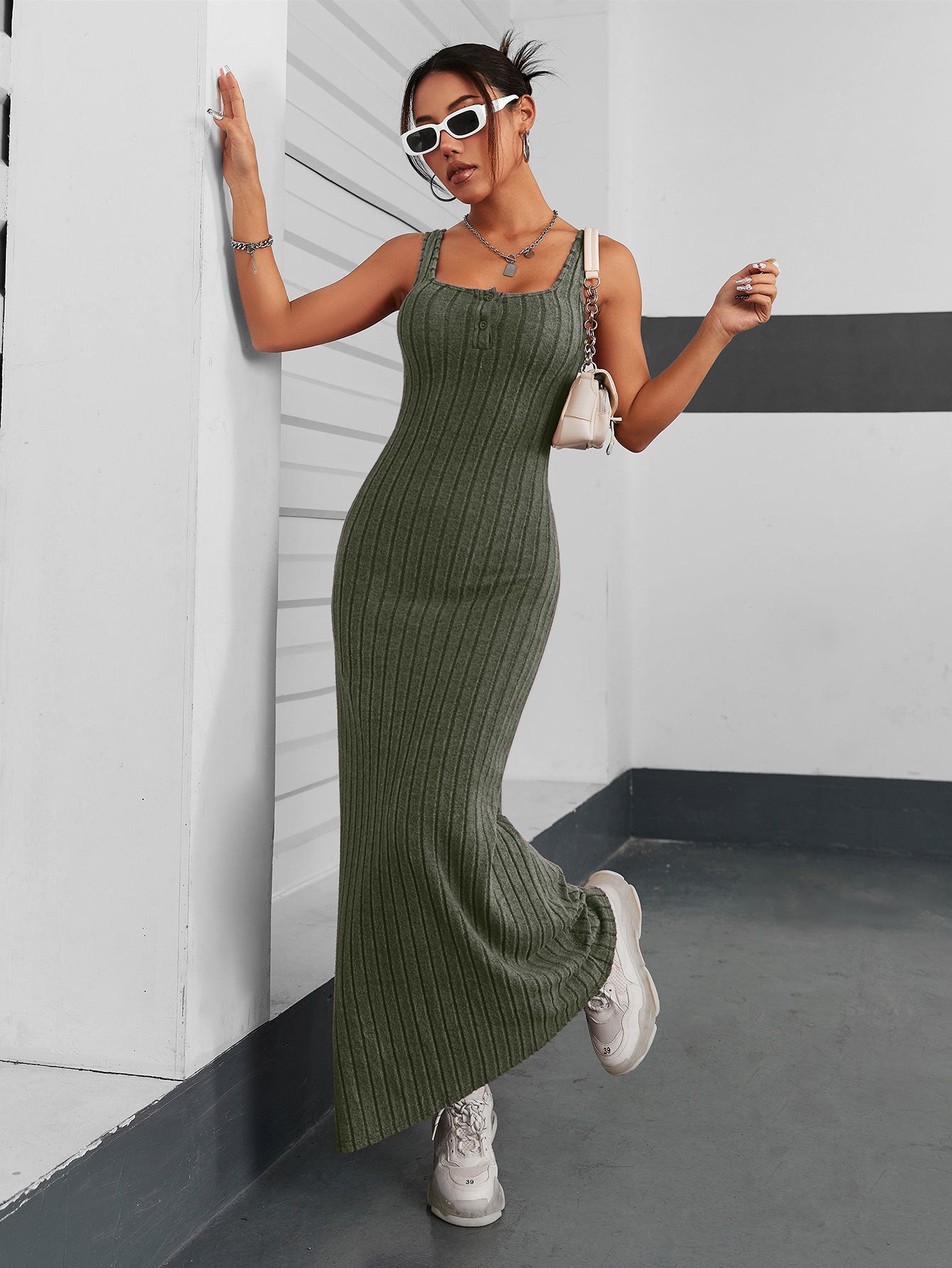Choker Neck Bodycon Maxi Dress