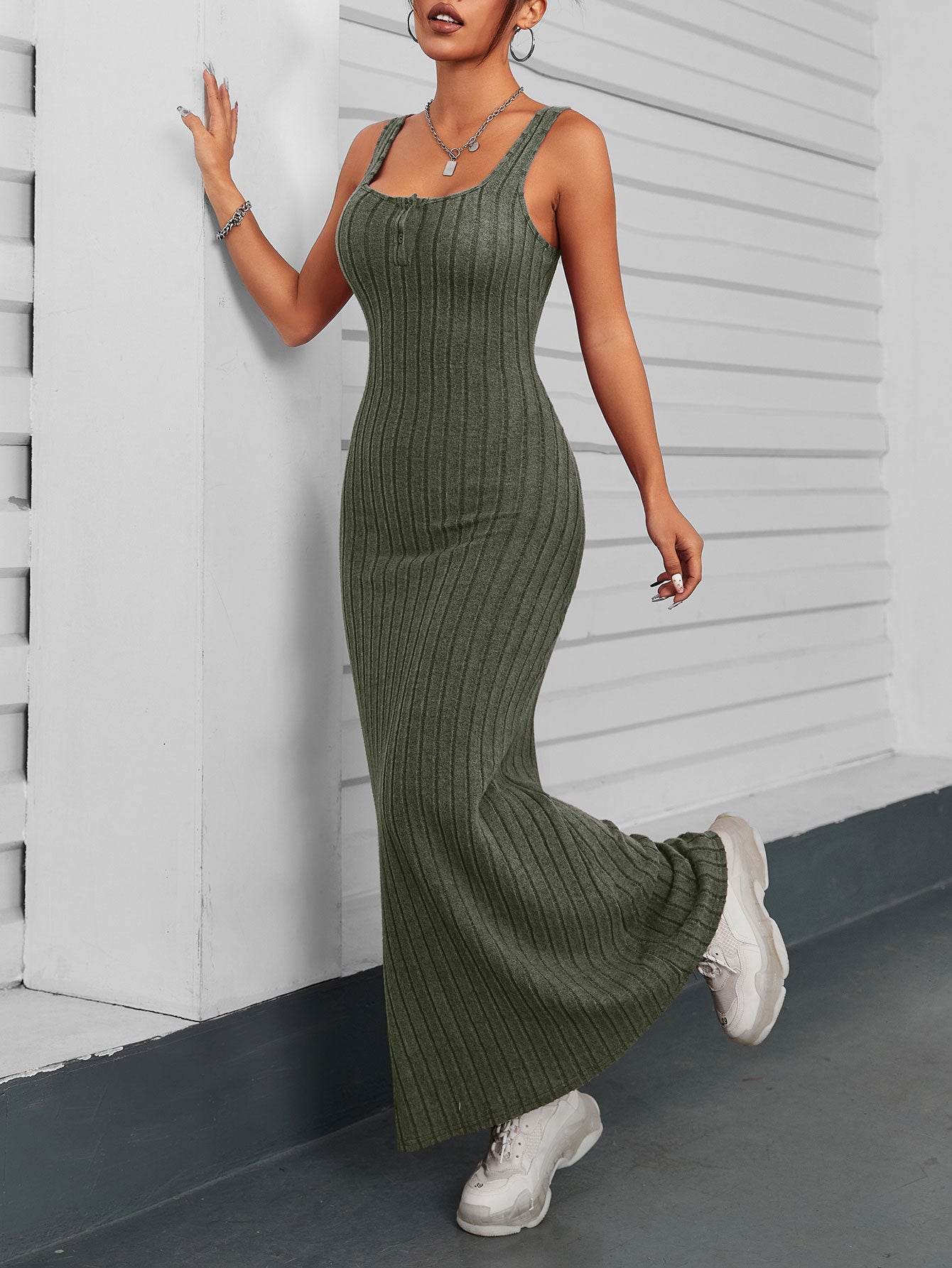 Choker Neck Bodycon Maxi Dress