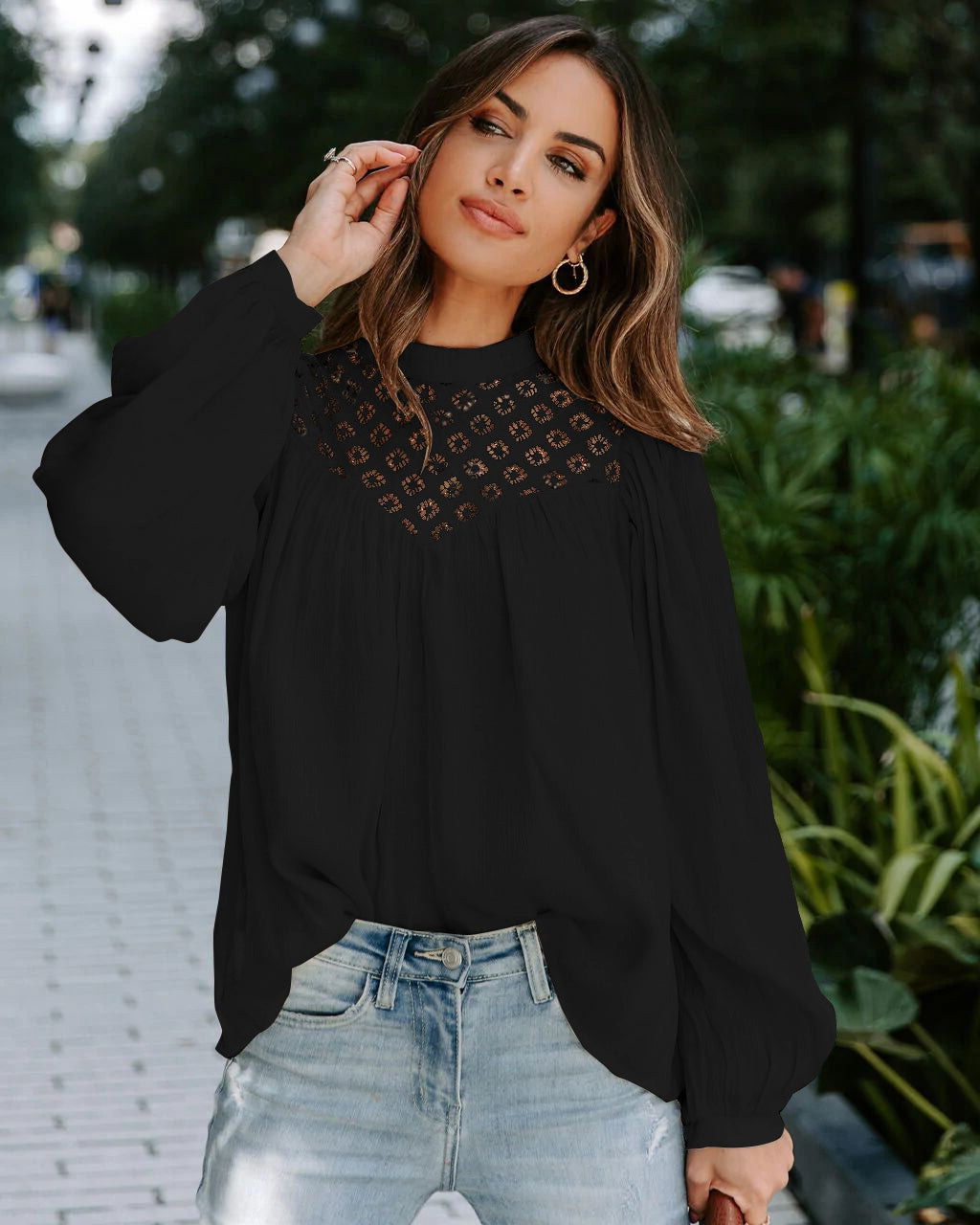 Black Blouson Top