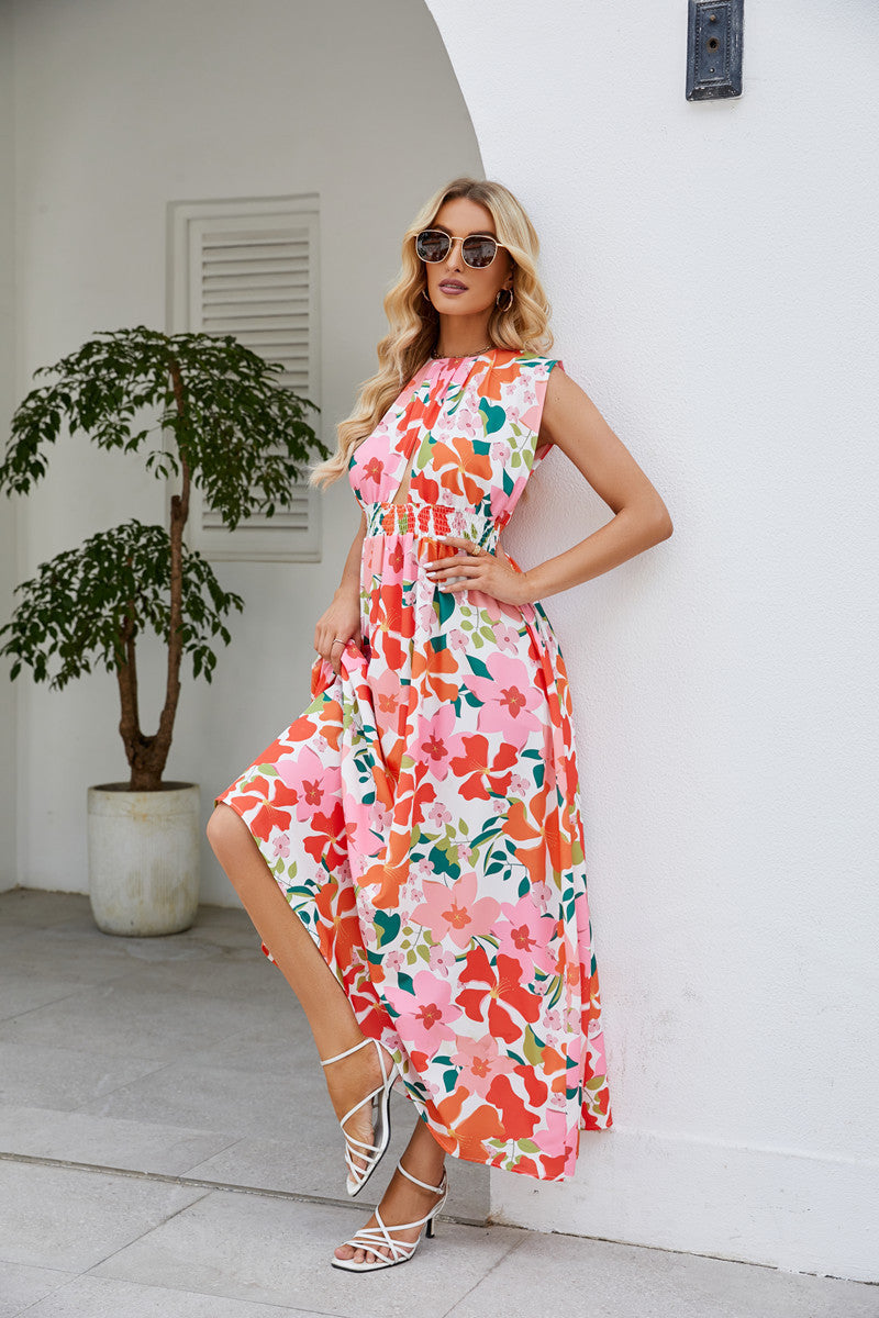 Floral Printed Sleeveless Maxi Dress