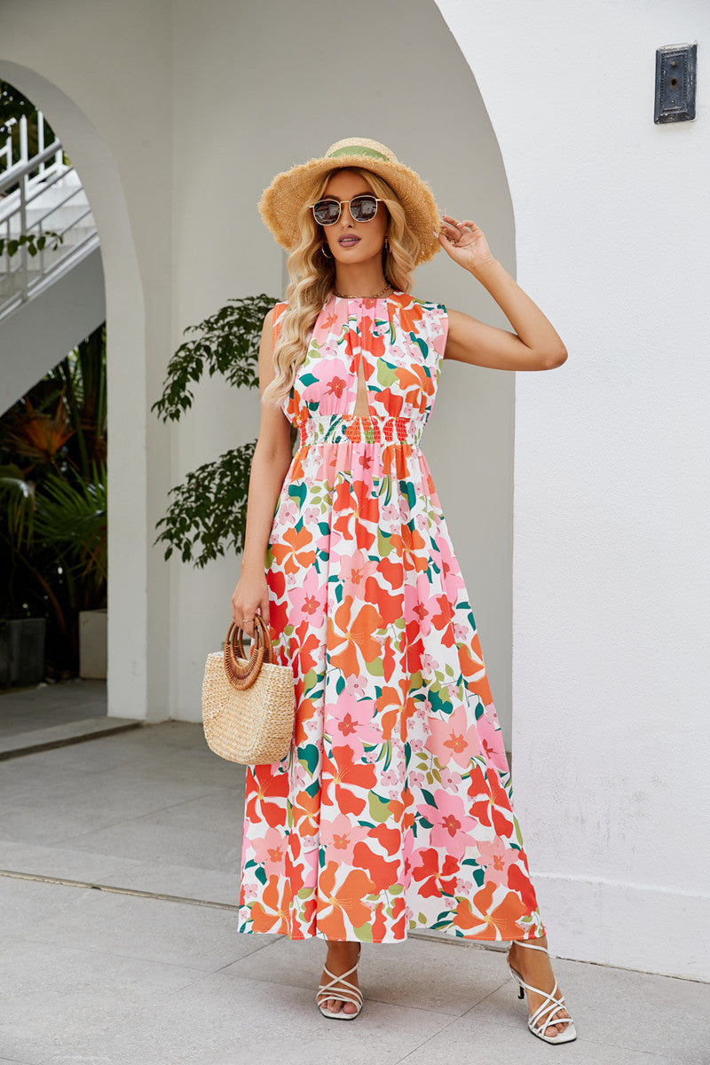 Floral Printed Sleeveless Maxi Dress