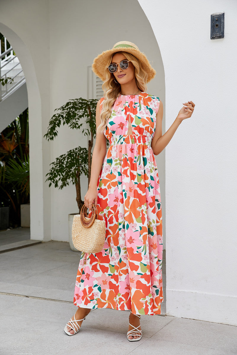 Floral Printed Sleeveless Maxi Dress