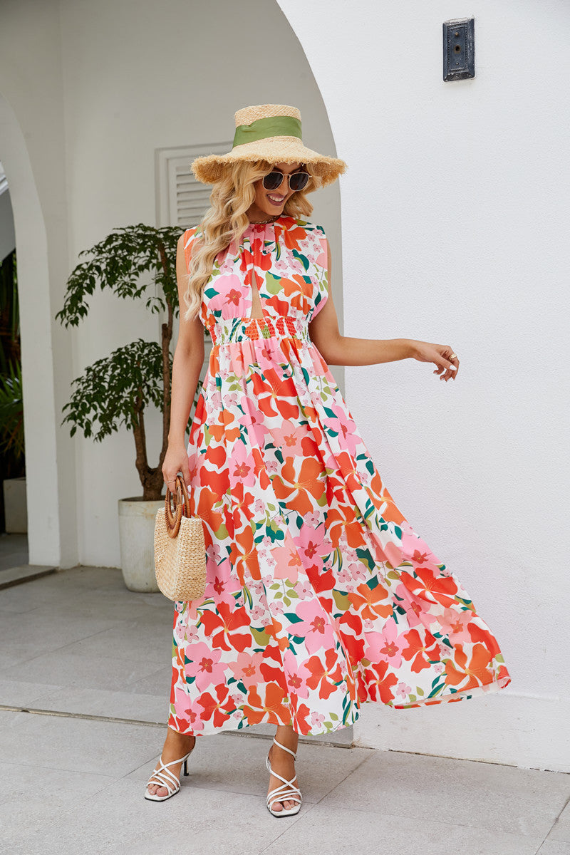 Floral Printed Sleeveless Maxi Dress