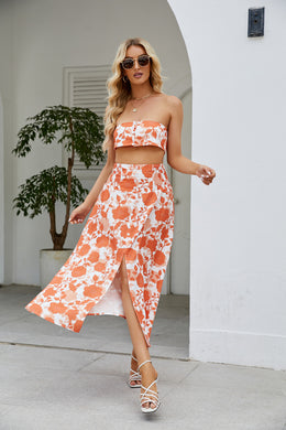 Printed Divided Midi Skirts