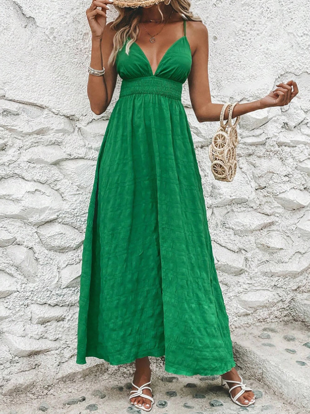 Women Shoulder Straps Sheath Maxi Dress
