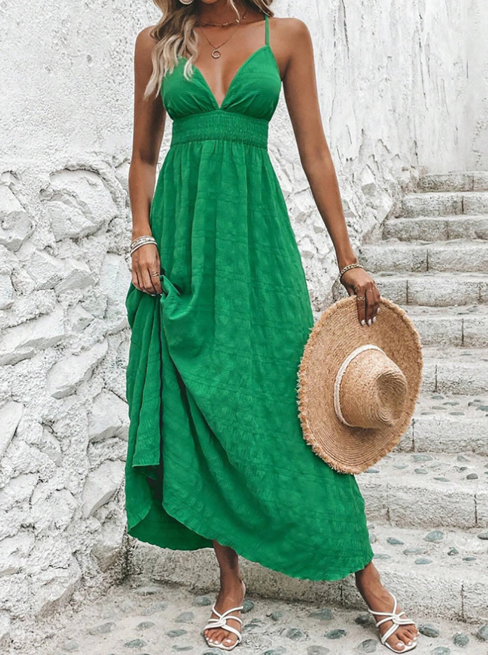 Women Shoulder Straps Sheath Maxi Dress