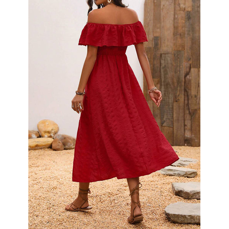 Off-Shoulder Flutter Sleeve Maxi Dress