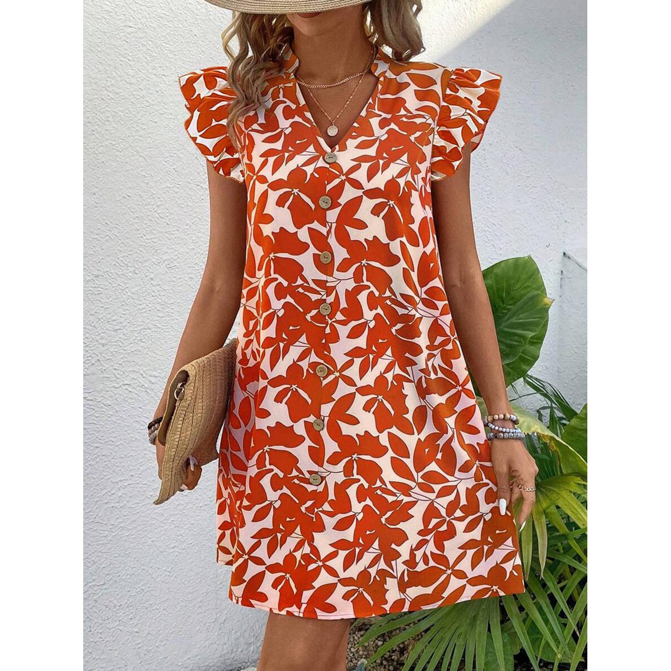 StyleCast Women Floral Print Flared Sleeve Mini Dress