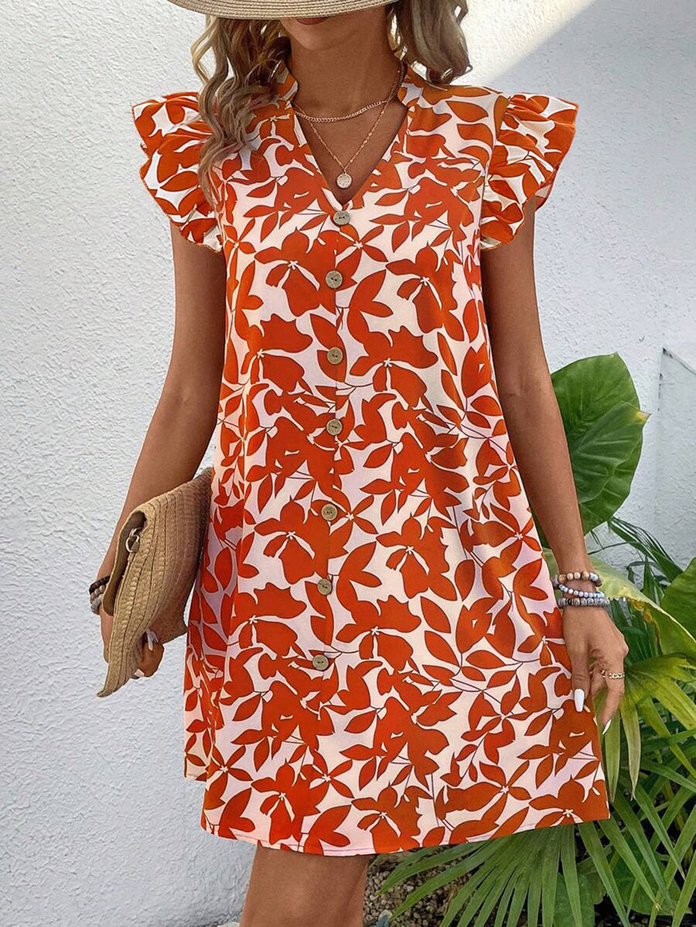 StyleCast Women Floral Print Flared Sleeve Mini Dress