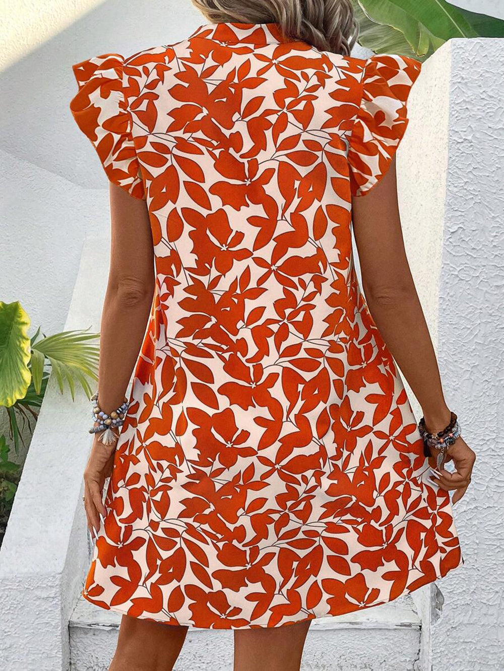 StyleCast Women Floral Print Flared Sleeve Mini Dress